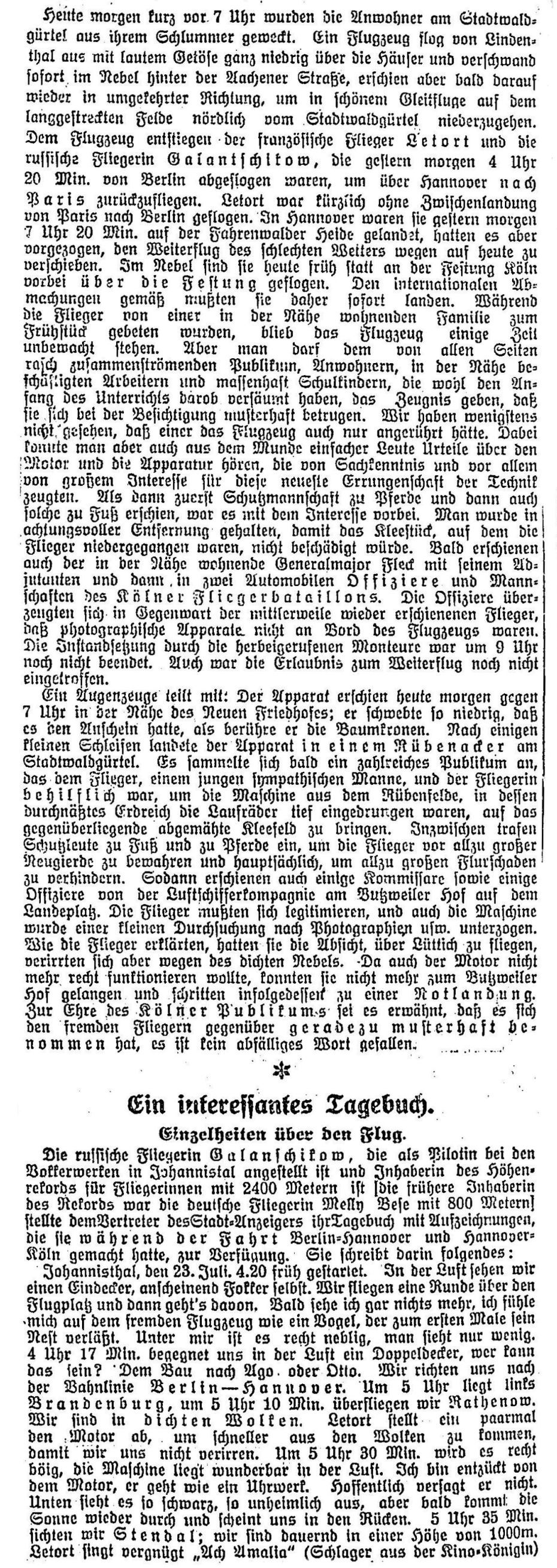 Zeitungsartikel Léon Letore und Lyubov Golanchikova in Köln auf dem Butzweilerhof - Teil 2