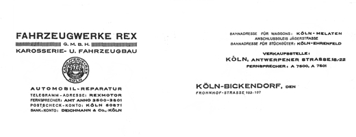 Briefpapier der REX Flugmaschinen
