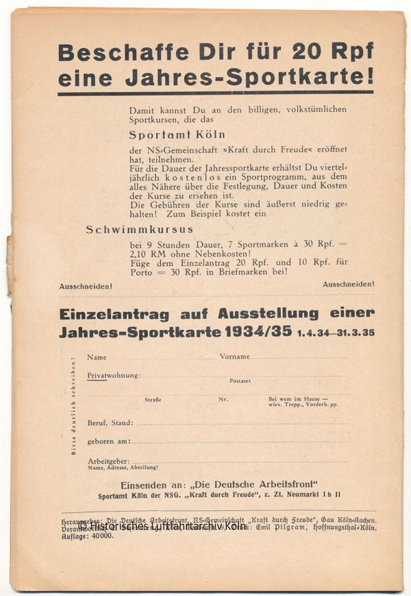 Programmheft des Volksflugtag 1934 in Köln auf dem Flughafen Butzweilerhof