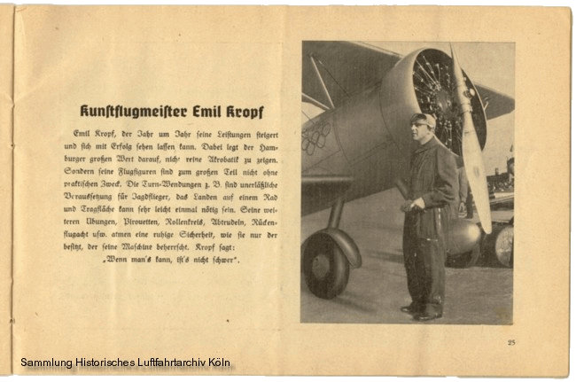 Volksflugtag 1935 Flughafen Köln Butzweilerhof Vorstellung Kunstflugmeister Emil Kropf