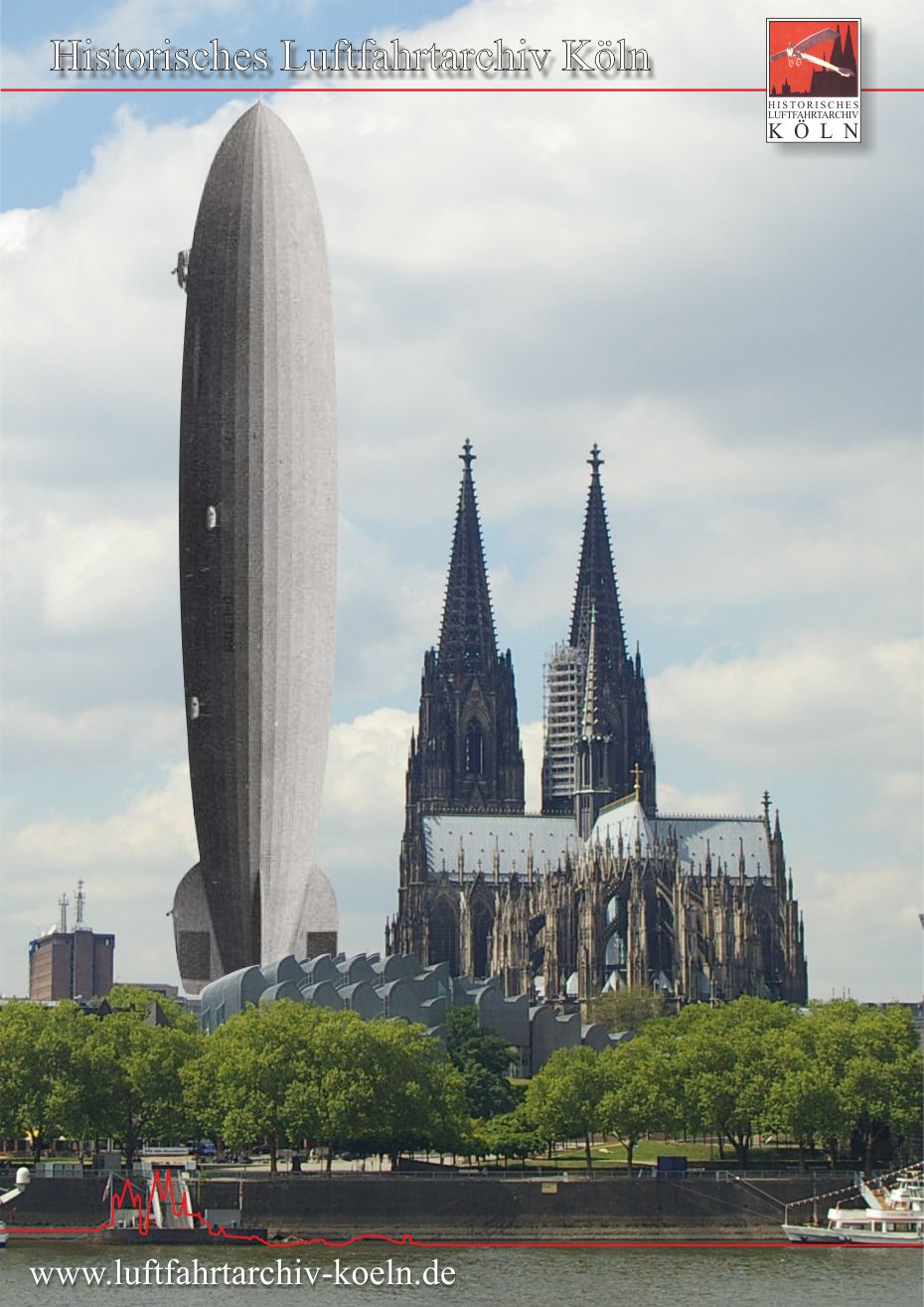 Luftschiff LZ 129 "Hindenburg" im Vergleich zum Kölner Dom.