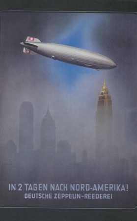 Grafik - die Hindenburg über New York