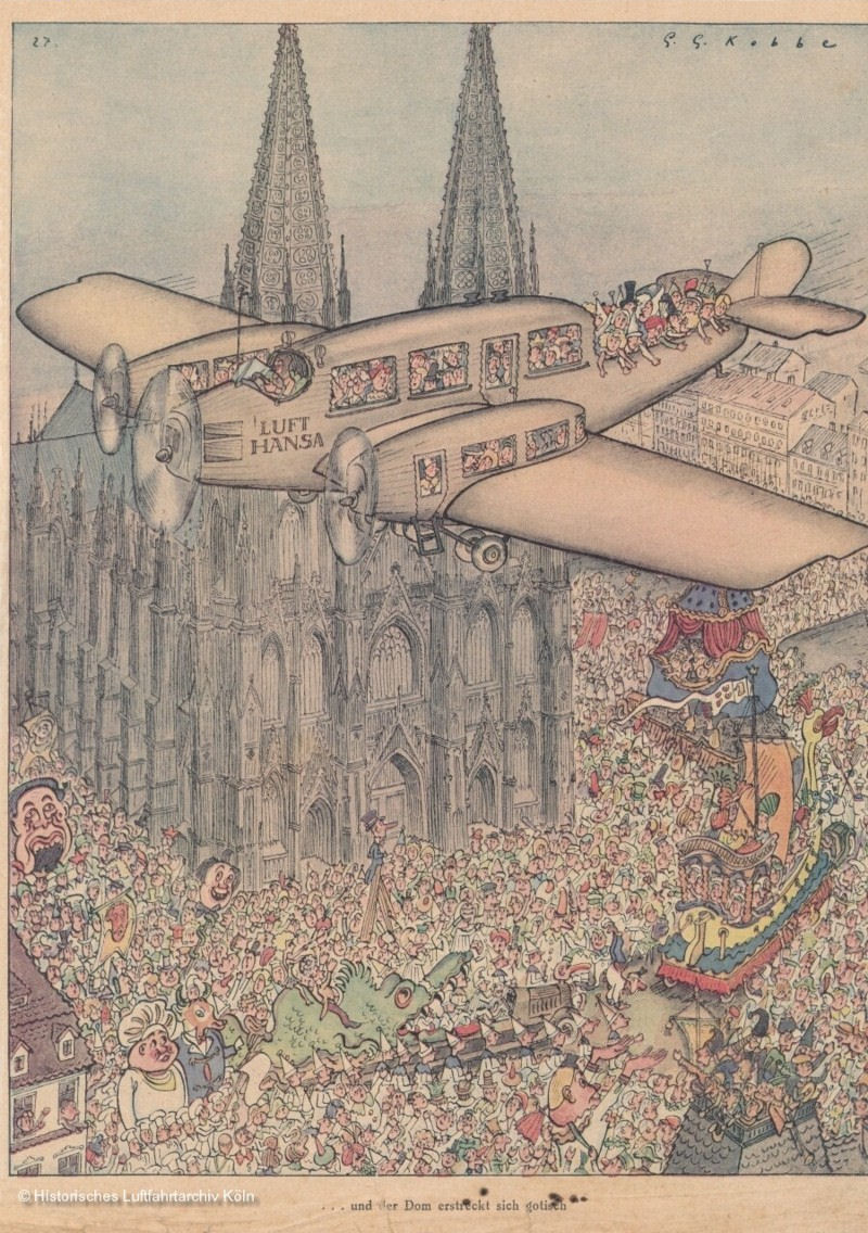 Mit dem Flugzeug zum Karneval nach Köln.