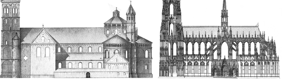 Vergleich zwischen Romanischer und Gotischer Bauweise