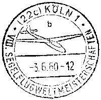 Luftpoststempel aus Anlass der Segelflugweltmeisterschaft 1960 in Köln Butzweilerhof